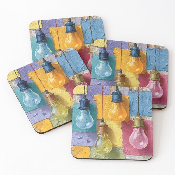 Item preview, Colorful Impasto Lightbulbs Modern Textured Art designed and sold by colorful-white.