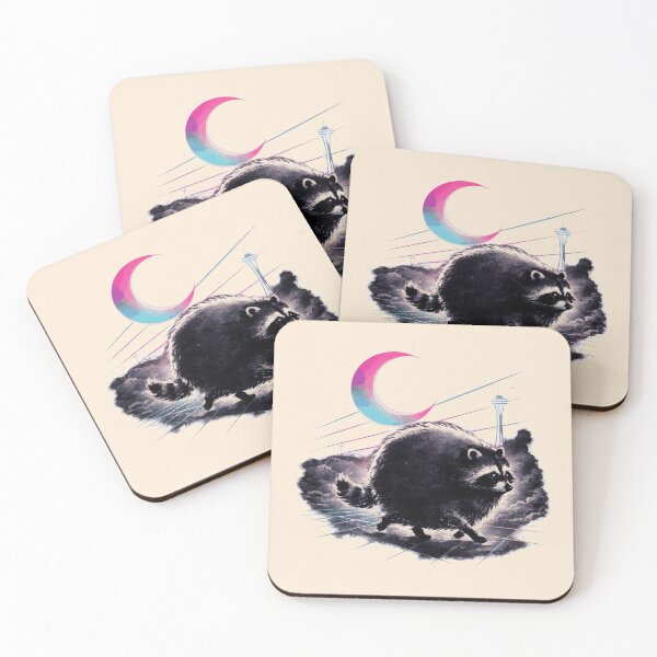 Item preview, Retrowave Round Raccoon designed and sold by KungPowUnicorn.