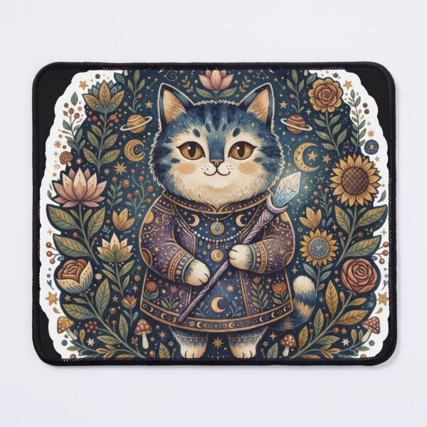 Item preview, Mystical Cosmic Cat Floral Illustration designed and sold by Iampoji.
