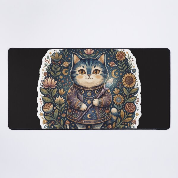 Item preview, Mystical Cosmic Cat Floral Illustration designed and sold by Iampoji.