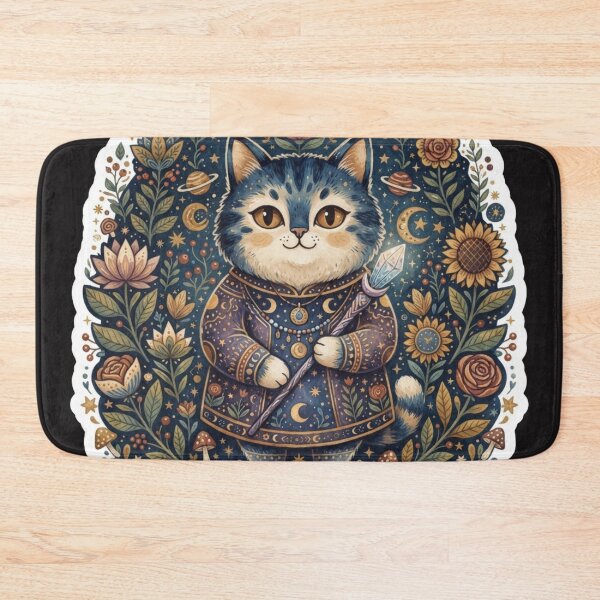 Item preview, Mystical Cosmic Cat Floral Illustration designed and sold by Iampoji.