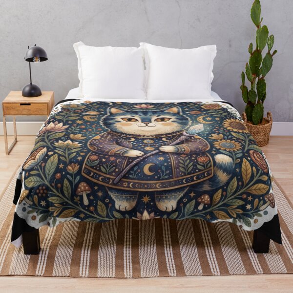 Item preview, Mystical Cosmic Cat Floral Illustration designed and sold by Iampoji.