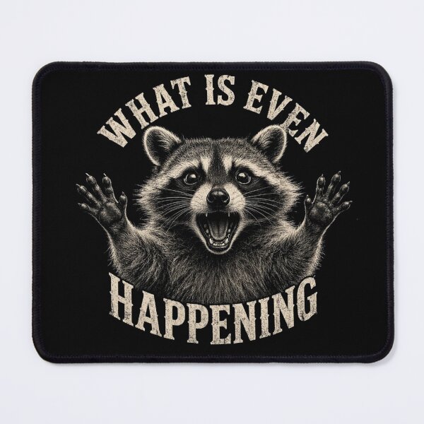 Item preview, What is Even Happening Funny Raccoon Meme Vintage designed and sold by CF_VintageDesign.