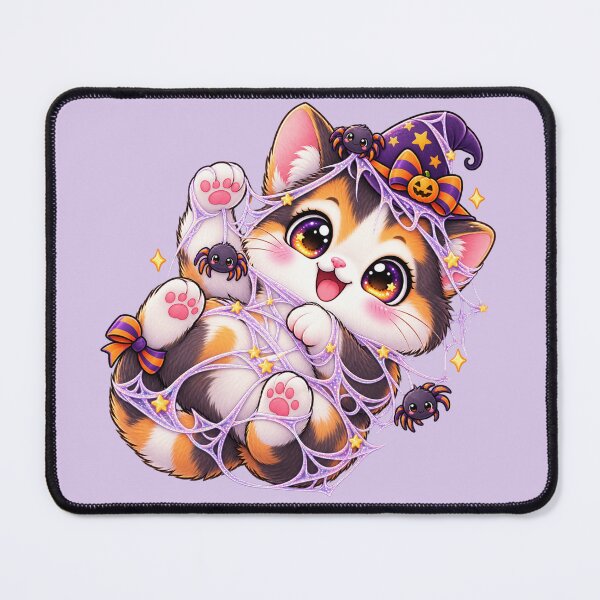 Item preview, Kawaii Cobweb Cat Sticker Art – Cute Chibi Halloween Illustration designed and sold by MagicMakerPh.