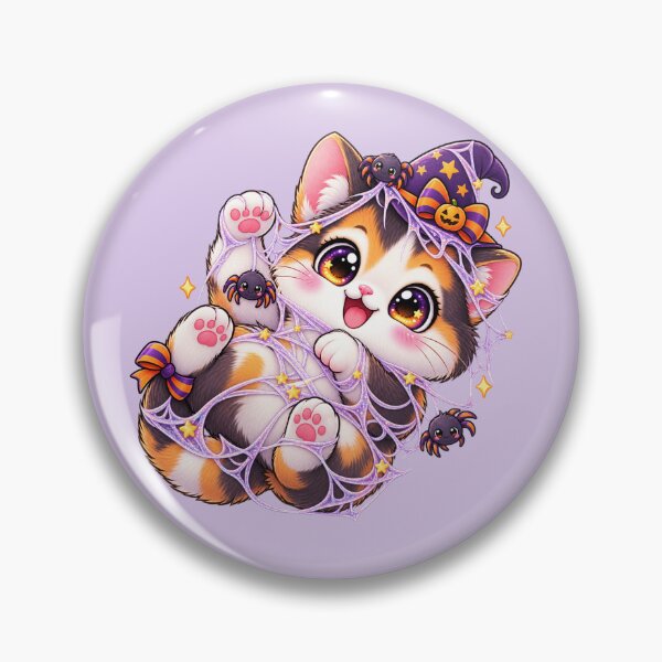 Item preview, Kawaii Cobweb Cat Sticker Art – Cute Chibi Halloween Illustration designed and sold by MagicMakerPh.