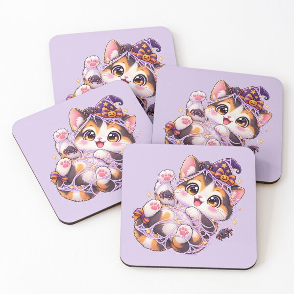Item preview, Kawaii Cobweb Cat Sticker Art – Cute Chibi Halloween Illustration designed and sold by MagicMakerPh.