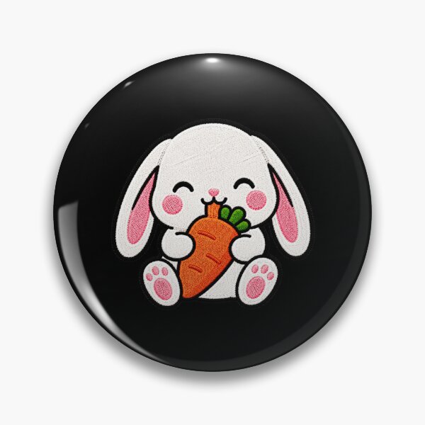 Item preview, Cute Bunny Eating Carrot Kawaii Embroidery Patch designed and sold by ColorSplash123.