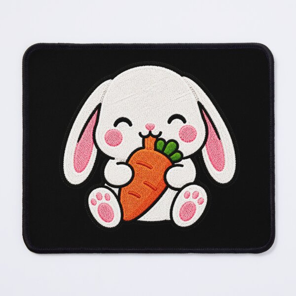 Item preview, Cute Bunny Eating Carrot Kawaii Embroidery Patch designed and sold by ColorSplash123.