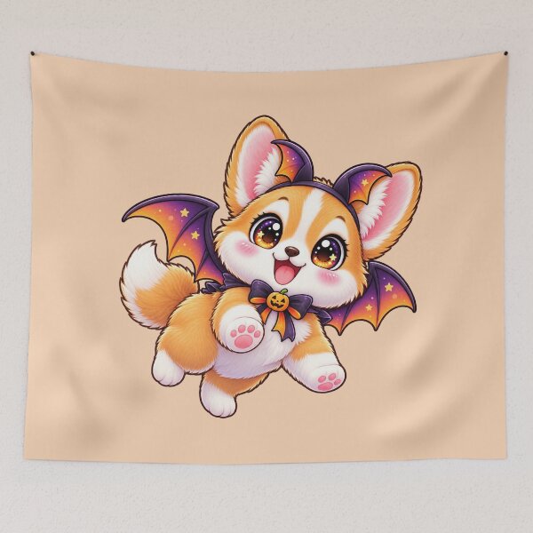 Item preview, Kawaii Corgi Bat Wings Sticker Art – Cute Chibi Halloween Illustration designed and sold by MagicMakerPh.