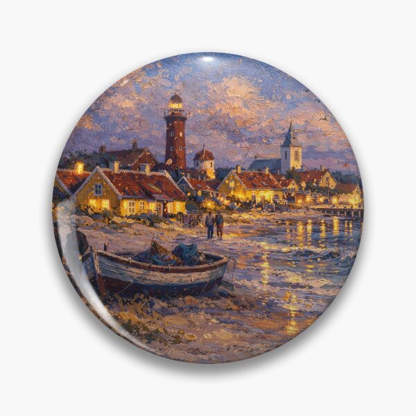 Item preview, Skagen by night painting, Denmark – a winter scene in this beautiful European place. designed and sold by GalleryKauffeld.