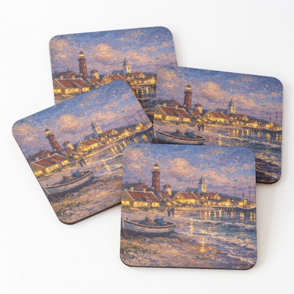 Item preview, Skagen by night painting, Denmark – a winter scene in this beautiful European place. designed and sold by GalleryKauffeld.