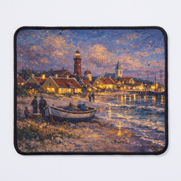 Item preview, Skagen by night painting, Denmark – a winter scene in this beautiful European place. designed and sold by GalleryKauffeld.