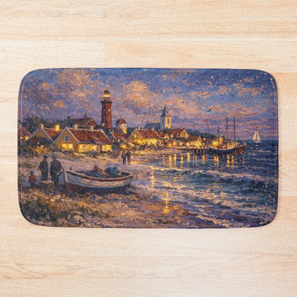 Item preview, Skagen by night painting, Denmark – a winter scene in this beautiful European place. designed and sold by GalleryKauffeld.