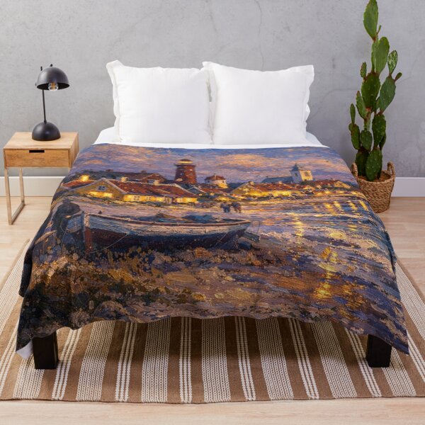 Item preview, Skagen by night painting, Denmark – a winter scene in this beautiful European place. designed and sold by GalleryKauffeld.