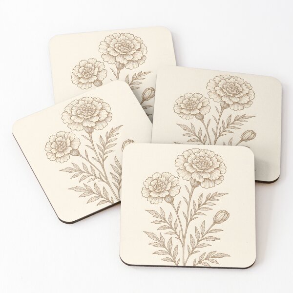 Item preview, October Marigold Birth Flower, Vintage Botanical Floral Wall Art designed and sold by NarjaShop.