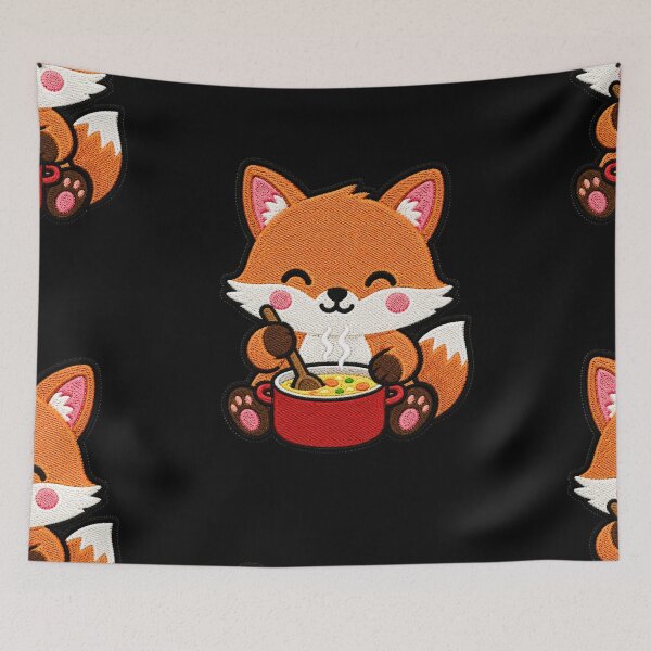 Item preview, Cute Fox Cooking Soup Kawaii Embroidery Patch designed and sold by ColorSplash123.