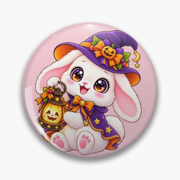Item preview, Kawaii Bunny with Lantern Sticker Art – Cute Chibi Halloween Illustration designed and sold by MagicMakerPh.