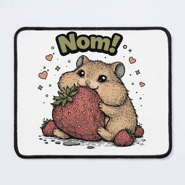 Item preview, Happy and Cute Hamster Eating Strawberry - Nom! designed and sold by TasiaZenzura.