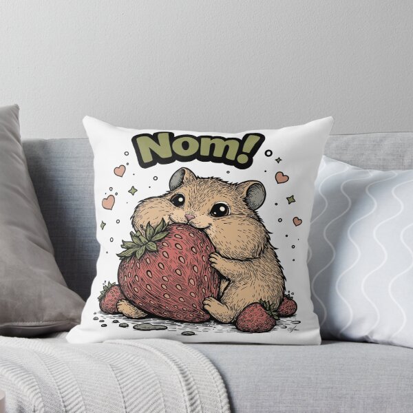 Aperçu de l'œuvre Un hamster heureux et mignon mange des fraises - Miam ! créée et vendue par TasiaZenzura.