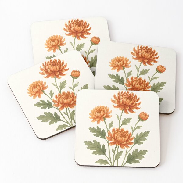 Item preview, November Chrysanthemum Birth Flower, Vintage Botanical Floral Wall Art designed and sold by NarjaShop.