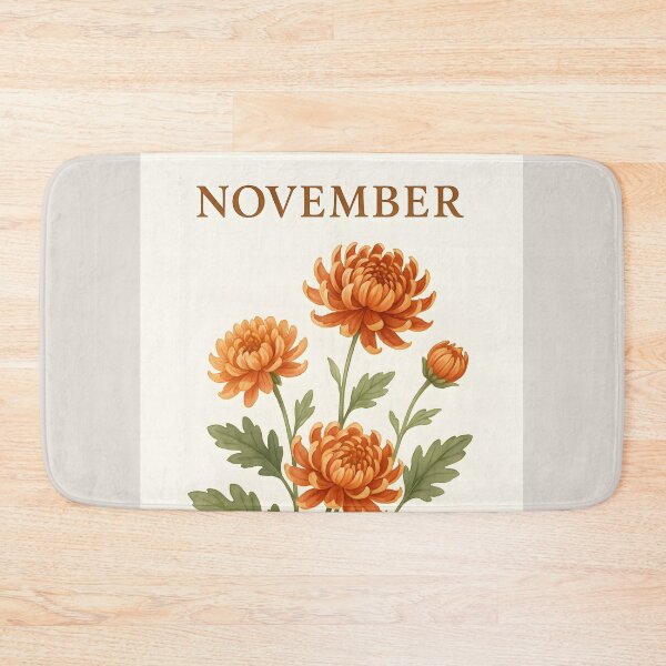 Item preview, November Chrysanthemum Birth Flower, Vintage Botanical Floral Wall Art designed and sold by NarjaShop.