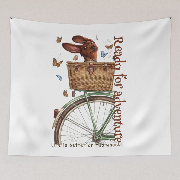 Item preview, Ready for Adventure Dachshund on Bicycle Artwork designed and sold by IvanaIka.