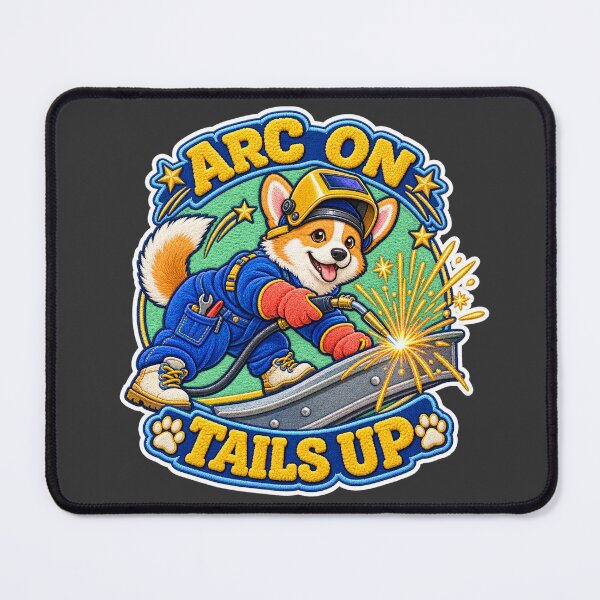 Item preview, Arc On Tails Up Corgi Welder – Labor Day Faux Chenille Patch designed and sold by Jaani-T.