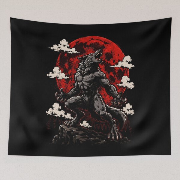 Item preview, Fierce werewolf howling at the blood moon designed and sold by rafaeltto.