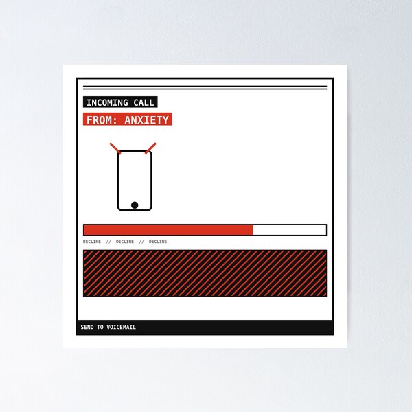 Item preview, Incoming Call From Anxiety Sticker designed and sold by PlusScanner.