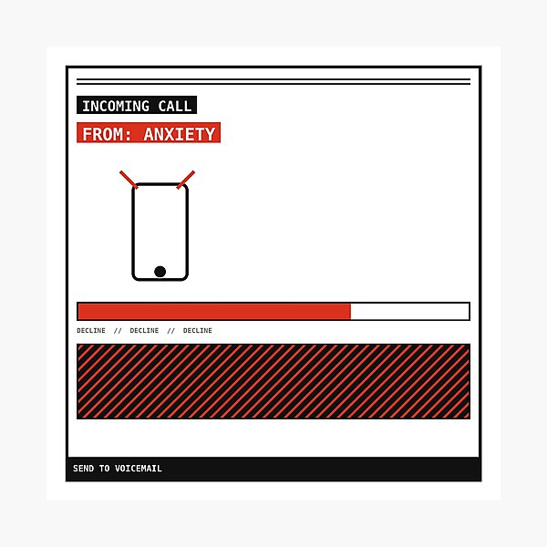Item preview, Incoming Call From Anxiety Sticker designed and sold by PlusScanner.