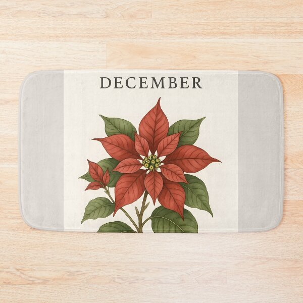 Item preview, December Poinsettia Birth Flower, Vintage Botanical Christmas Floral Wall Art designed and sold by NarjaShop.