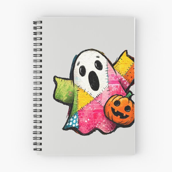 Item preview, Cute Patchwork Ghost with Halloween Pumpkin Art designed and sold by colorful-white.