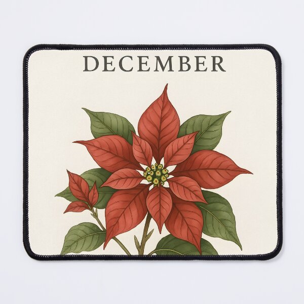 Item preview, December Poinsettia Birth Flower, Vintage Botanical Christmas Floral Wall Art designed and sold by NarjaShop.