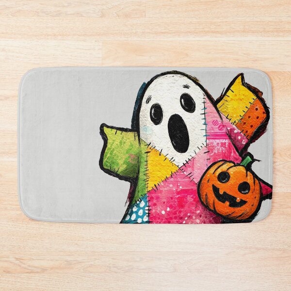 Item preview, Cute Patchwork Ghost with Halloween Pumpkin Art designed and sold by colorful-white.