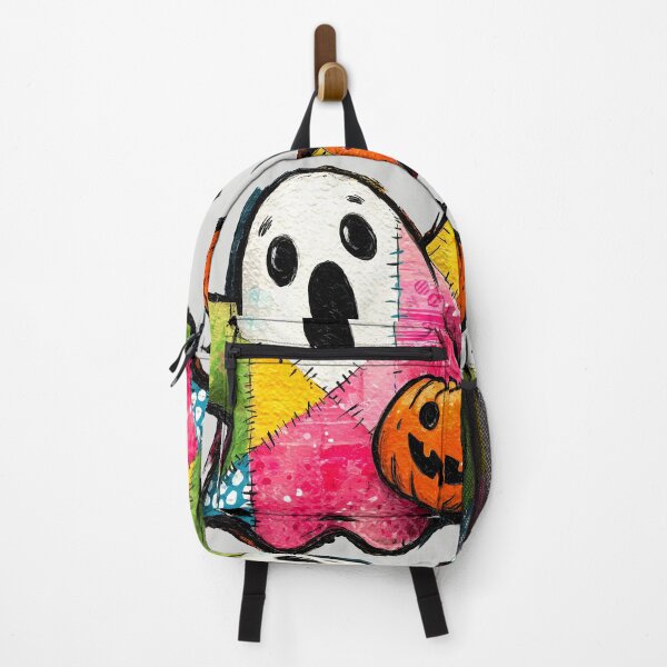 Item preview, Cute Patchwork Ghost with Halloween Pumpkin Art designed and sold by colorful-white.