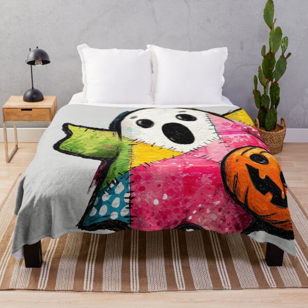 Item preview, Cute Patchwork Ghost with Halloween Pumpkin Art designed and sold by colorful-white.