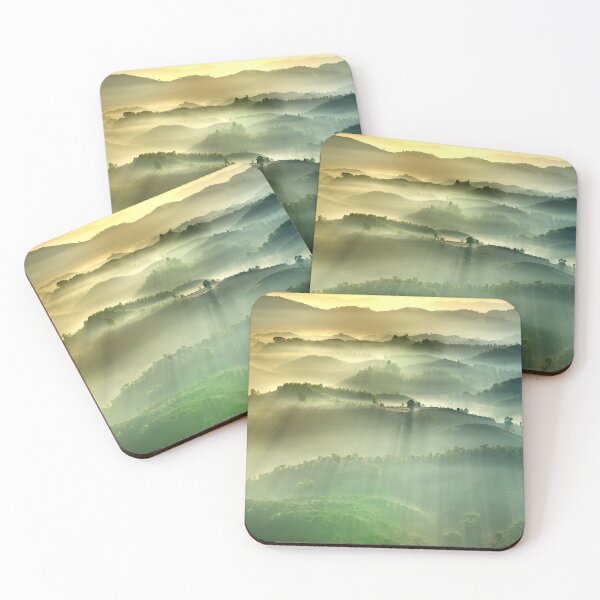 Item preview, Misty Mountain Sunrise – Golden Light Over Peaceful Green Hills designed and sold by StyleForge Apparel.