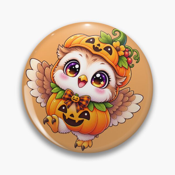 Item preview, Kawaii Pumpkin Baby Owl Sticker Art – Cute Chibi Halloween Illustration designed and sold by MagicMakerPh.