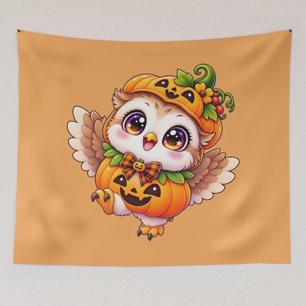 Item preview, Kawaii Pumpkin Baby Owl Sticker Art – Cute Chibi Halloween Illustration designed and sold by MagicMakerPh.