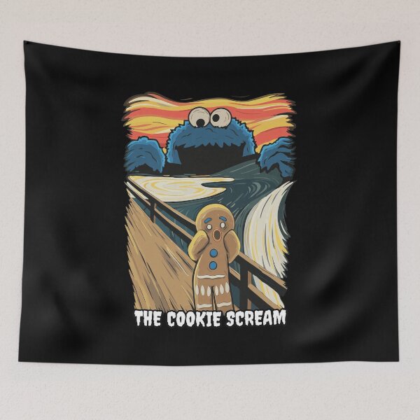 Item preview, Cookie Monster Screams Over Gingerbread Man Art designed and sold by Loopdrawings.