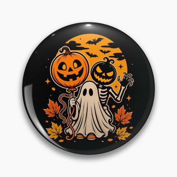 Item preview, Cute Halloween Ghost with Pumpkin and Skeleton Friends designed and sold by rafaeltto.