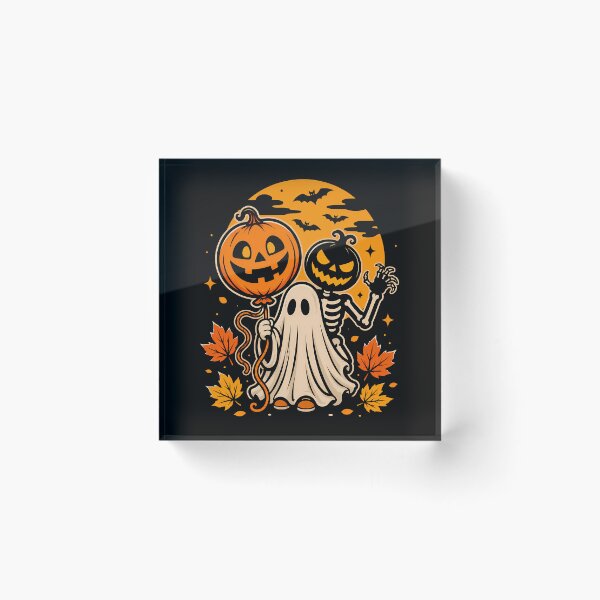 Item preview, Cute Halloween Ghost with Pumpkin and Skeleton Friends designed and sold by rafaeltto.