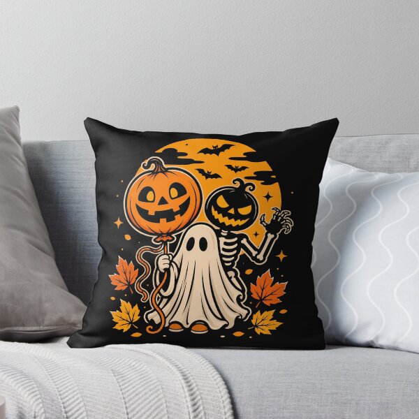 Item preview, Cute Halloween Ghost with Pumpkin and Skeleton Friends designed and sold by rafaeltto.