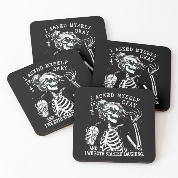 Item preview, Skeleton Laughing Funny Caffeine Beverage Quote designed and sold by Loopdrawings.