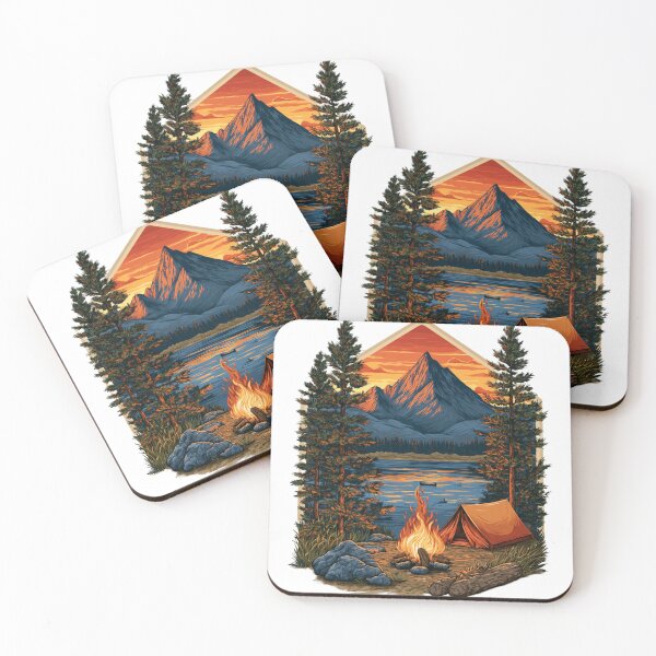 Item preview, Vintage Outdoor Camping Scene Mountain Adventure designed and sold by TrendyGalaxy.