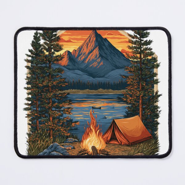 Item preview, Vintage Outdoor Camping Scene Mountain Adventure designed and sold by TrendyGalaxy.