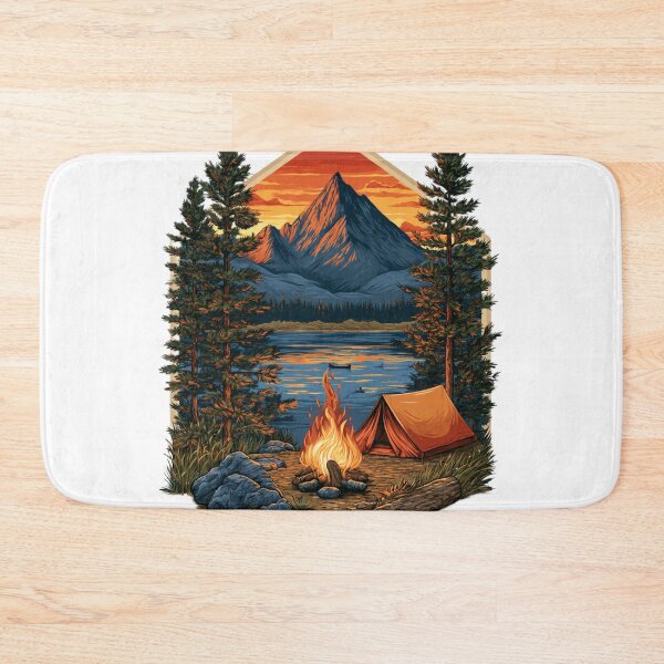 Item preview, Vintage Outdoor Camping Scene Mountain Adventure designed and sold by TrendyGalaxy.
