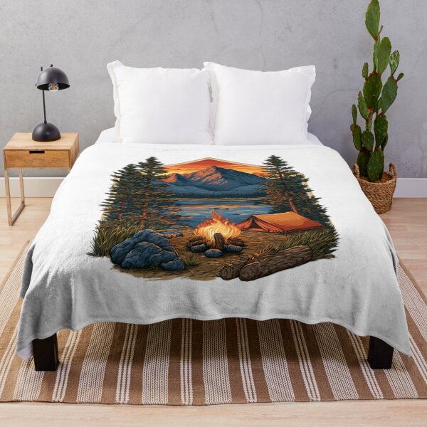 Item preview, Vintage Outdoor Camping Scene Mountain Adventure designed and sold by TrendyGalaxy.