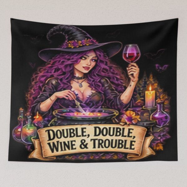 Item preview, Double Double Wine & Trouble – Witchy Halloween designed and sold by Losthope Creations.
