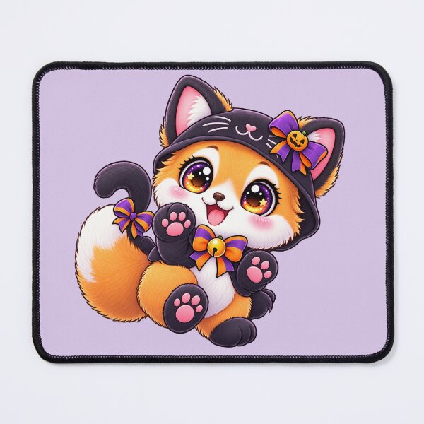Item preview, Kawaii Fox Black Cat Costume Sticker Art – Cute Chibi Halloween Print designed and sold by MagicMakerPh.